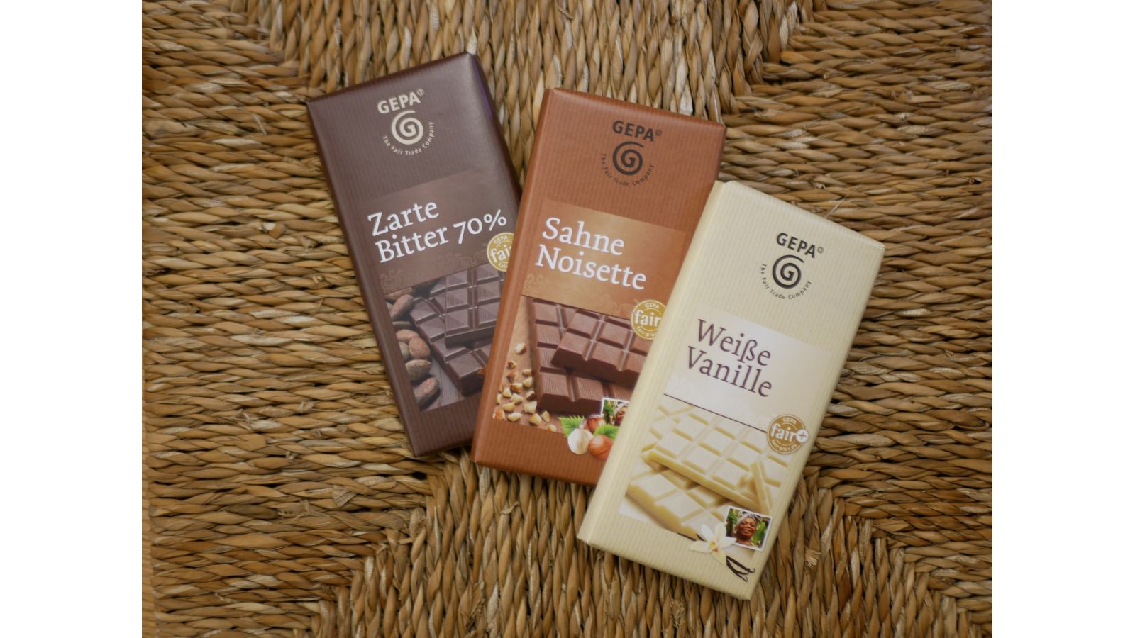 Schokolade Zarte Bitter 70%, Sahne Noisette, Weiße Vanille